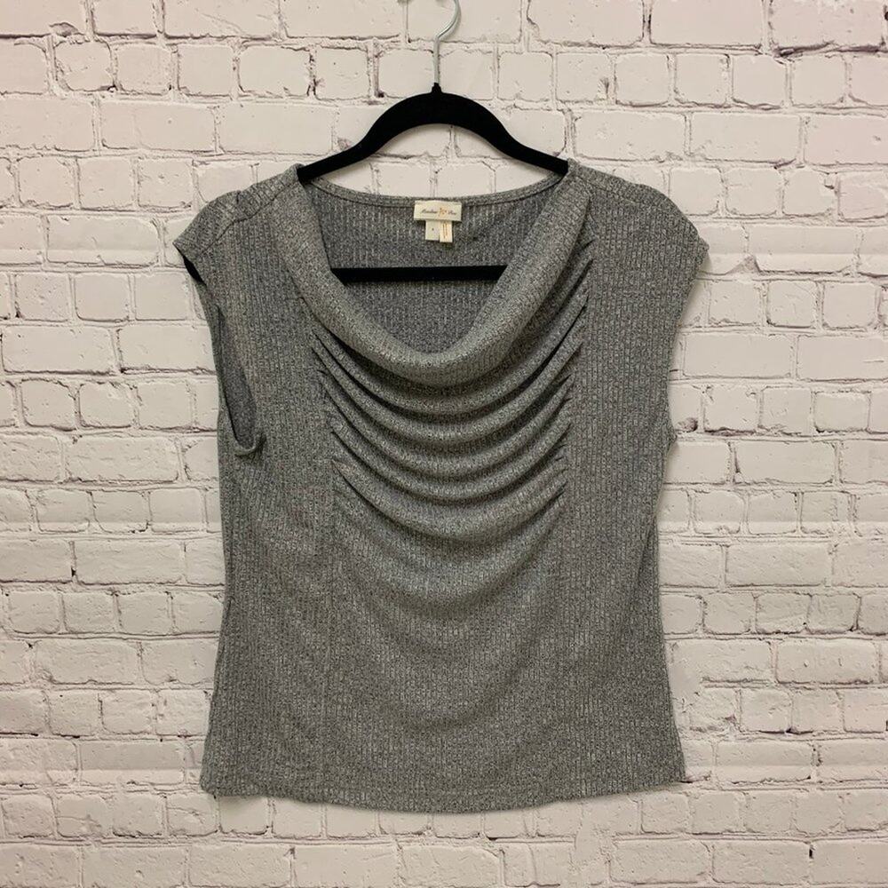 Anthropologie Gray Draped Top